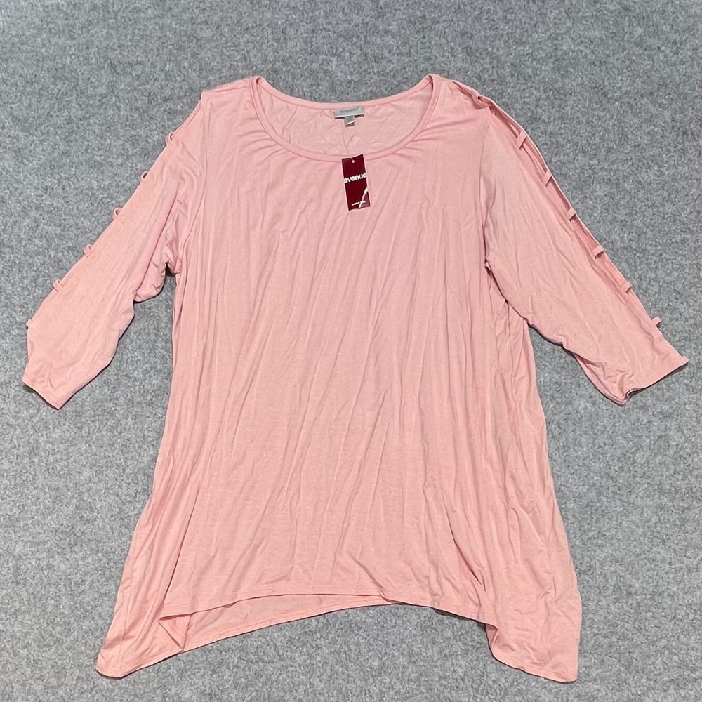 NWT Avenue Pink Ladderโ Sleeve Sharkbite Hem Tunic Top Plus Size 18/20